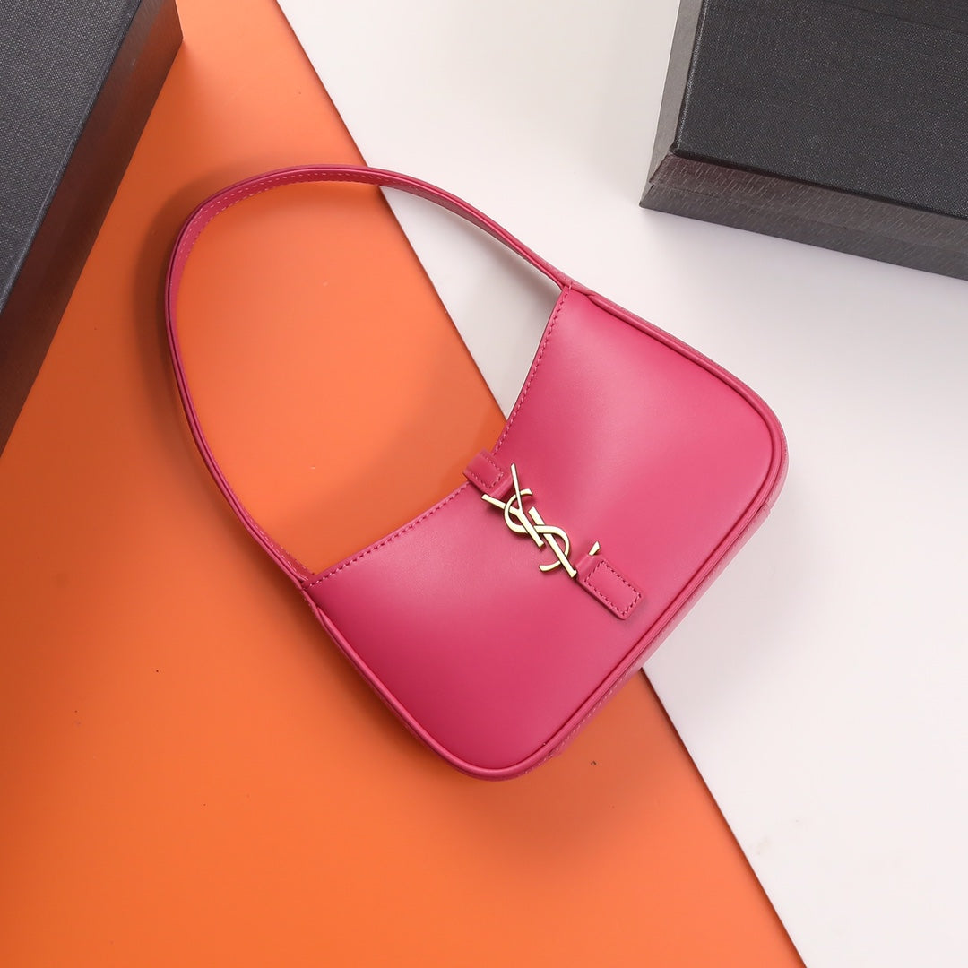 Saint Laurent Le 5 à 7 Mini Hobo Bag in Fuchsia Pink Leather