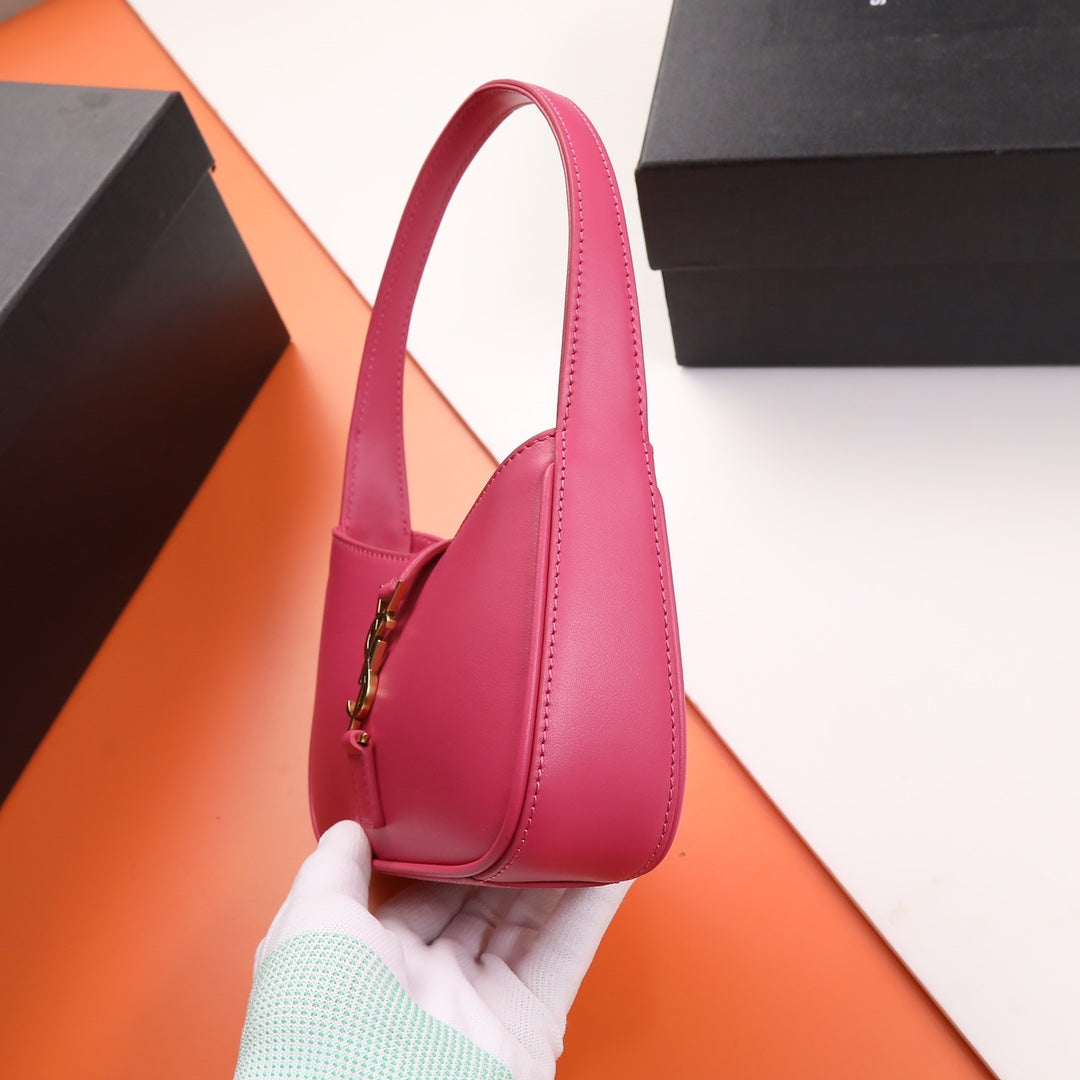 Saint Laurent Le 5 à 7 Mini Hobo Bag in Fuchsia Pink Leather