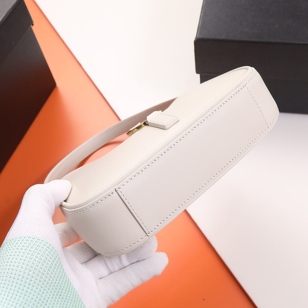Saint Laurent Le 5 à 7 Leather Hobo Bag - White