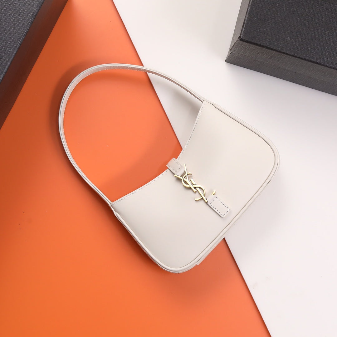 Saint Laurent Le 5 à 7 Leather Hobo Bag - White