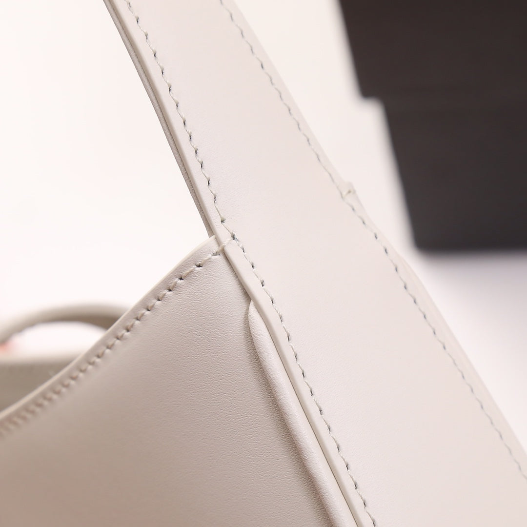 Saint Laurent Le 5 à 7 Leather Hobo Bag - White