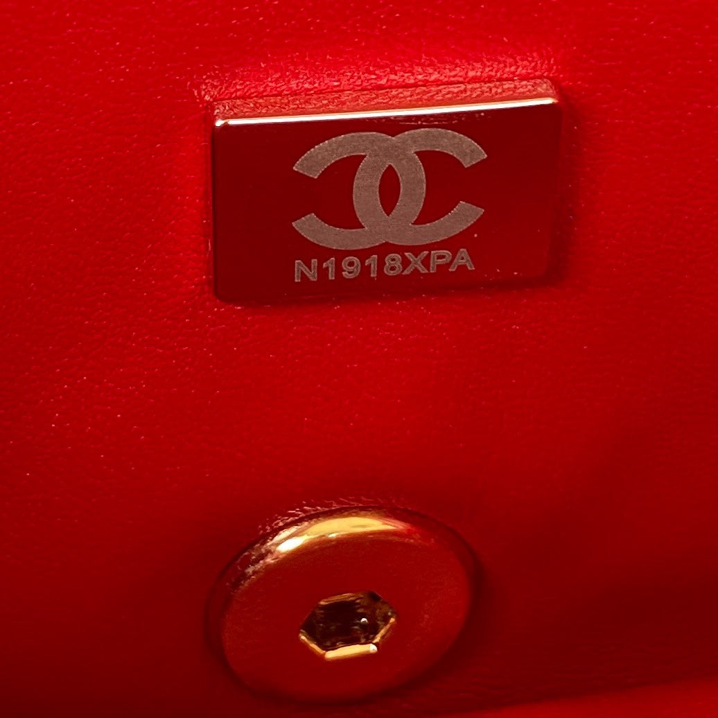 Chanel 19 Small Flap Bag Red Quilted Lambskin Gold-Tone Hardware
