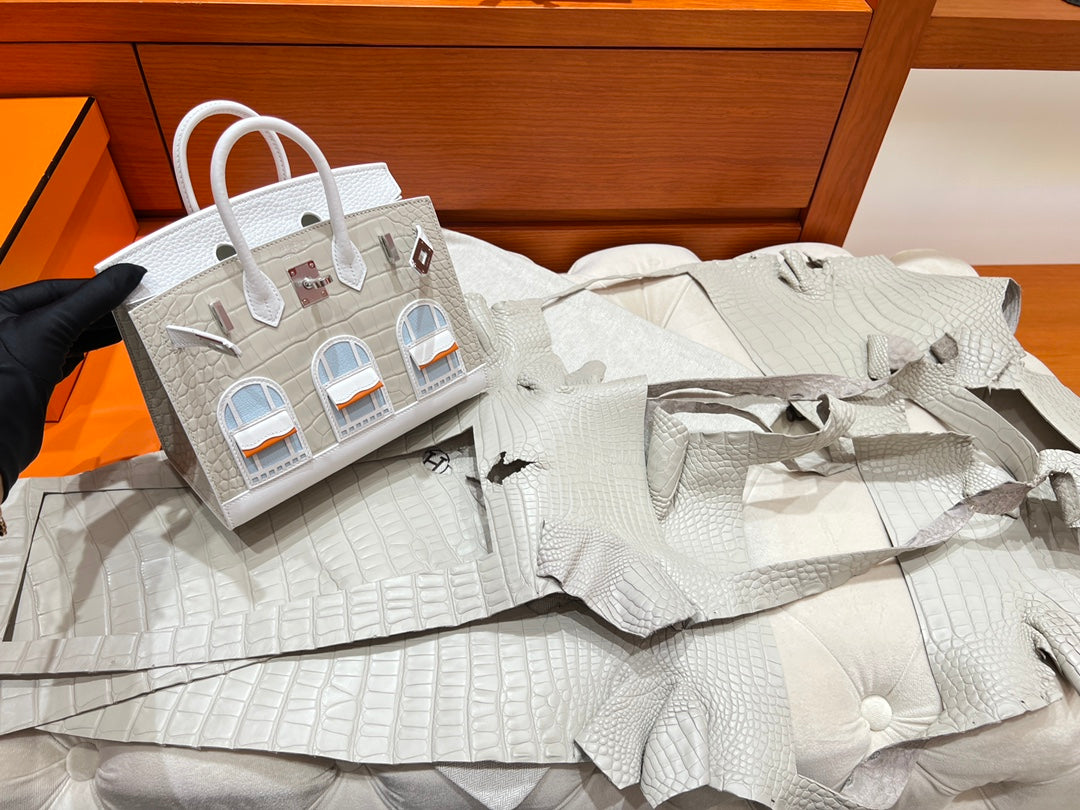 Hermès Birkin 20 Faubourg Neige Matte Alligator &amp; Epsom Leather White Handbag