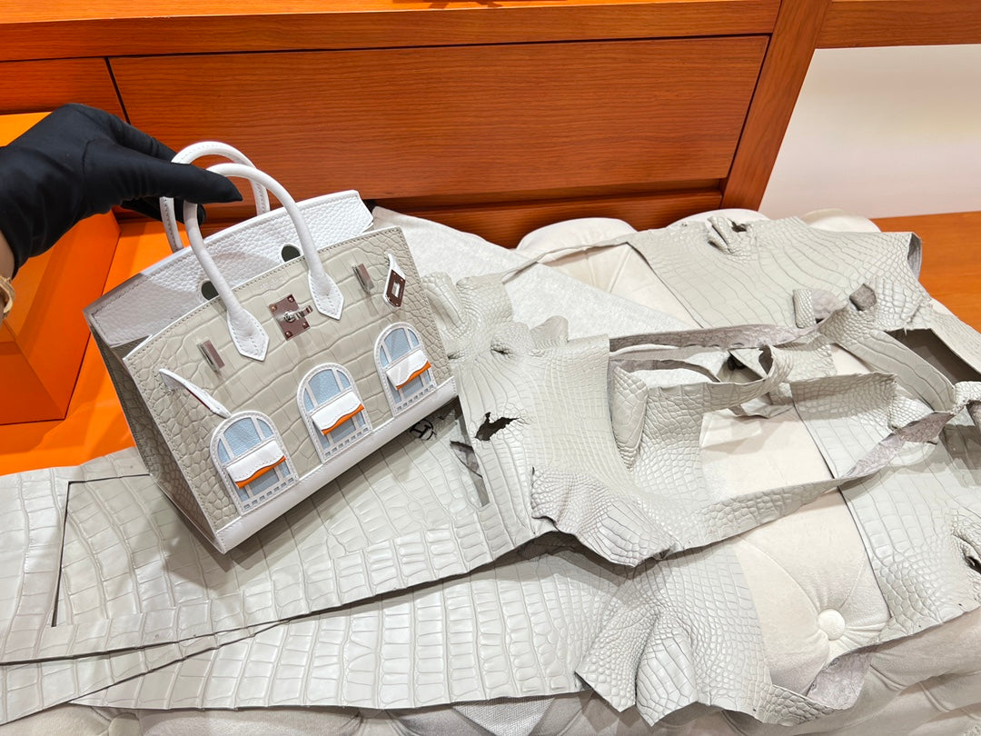 Hermès Birkin 20 Faubourg Neige Matte Alligator &amp; Epsom Leather White Handbag