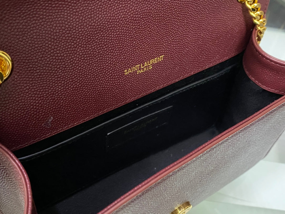 Saint Laurent Kate Tassel Shoulder Bag - Burgundy Leather with Gold Hardware