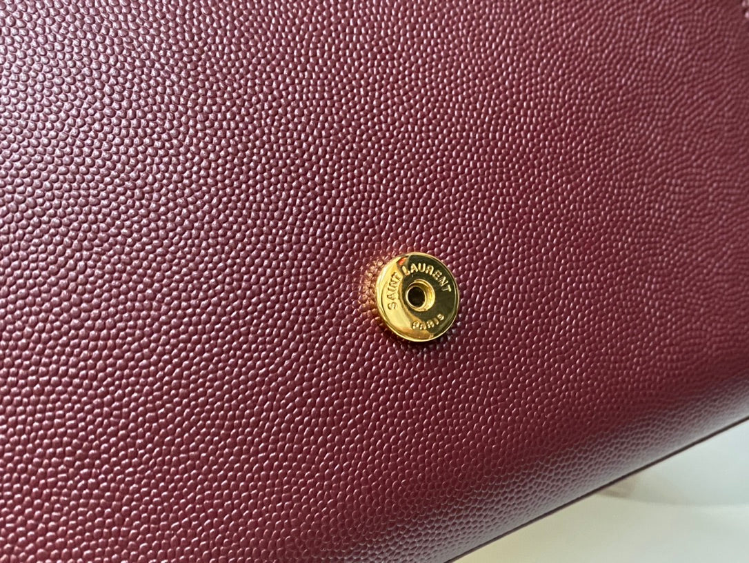 Saint Laurent Kate Tassel Shoulder Bag - Burgundy Leather with Gold Hardware