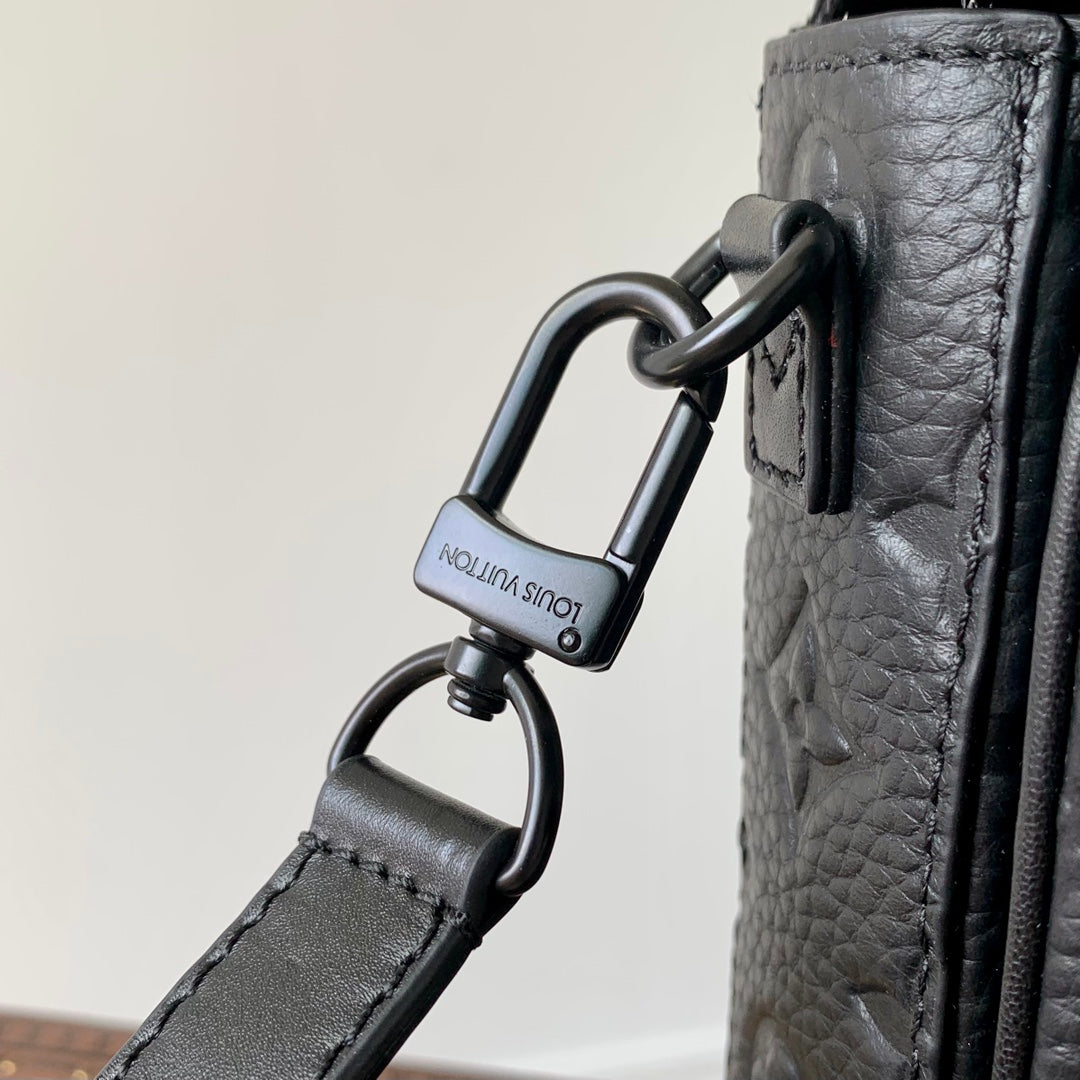 Louis Vuitton Black Embossed Leather Mini Crossbody Messenger Bag