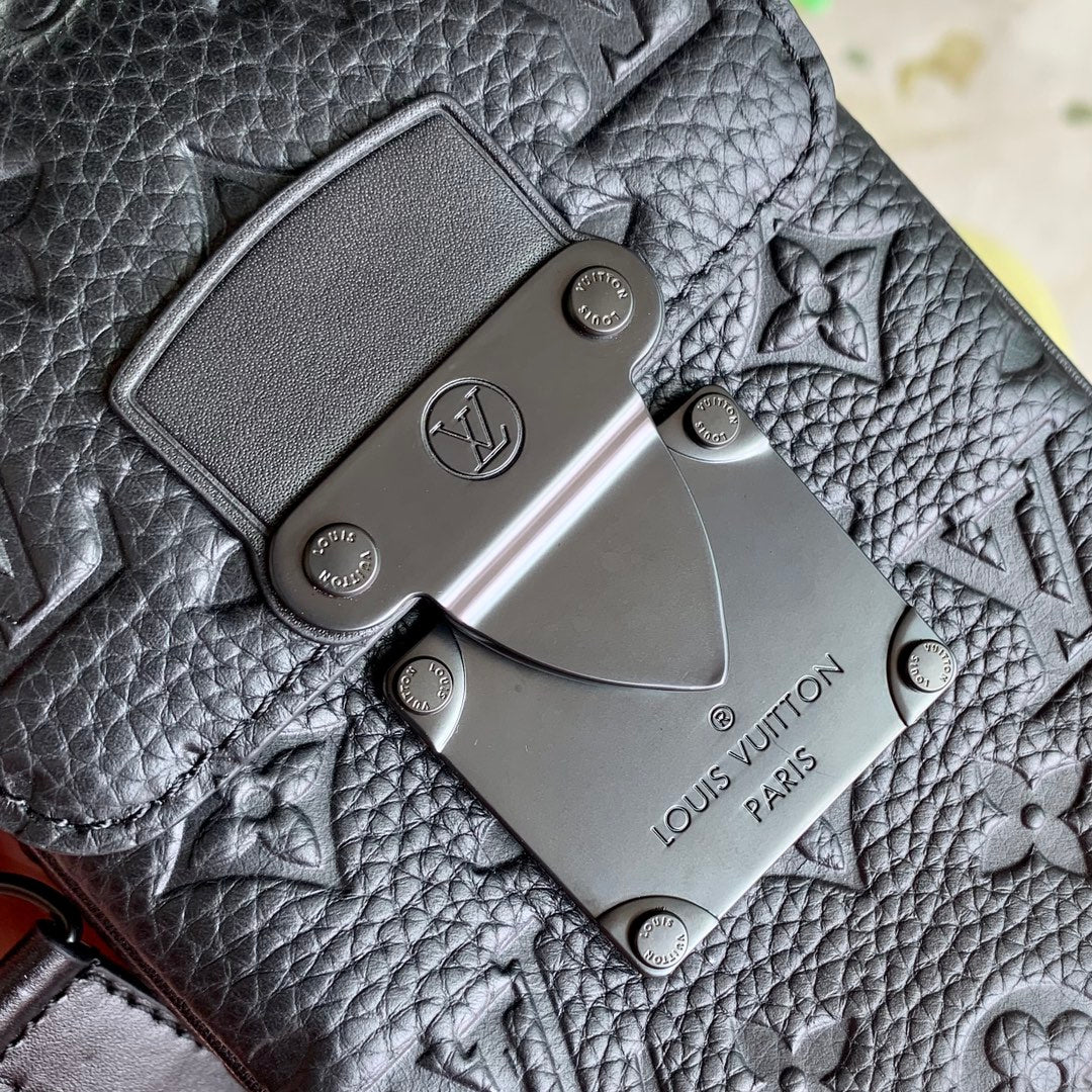 Louis Vuitton Black Embossed Leather Mini Crossbody Messenger Bag