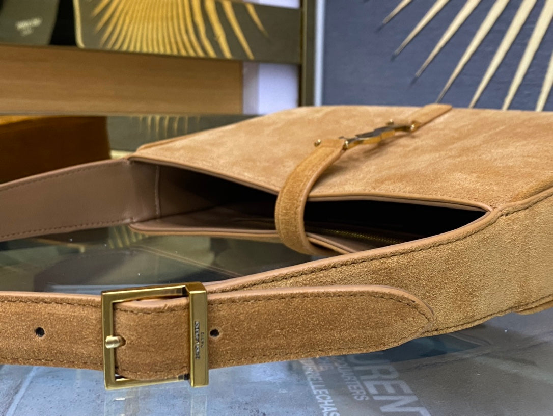 Saint Laurent Le 5 à 7 Suede Hobo Bag - Tan