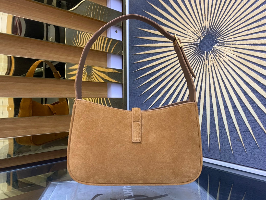 Saint Laurent Le 5 à 7 Suede Hobo Bag - Tan