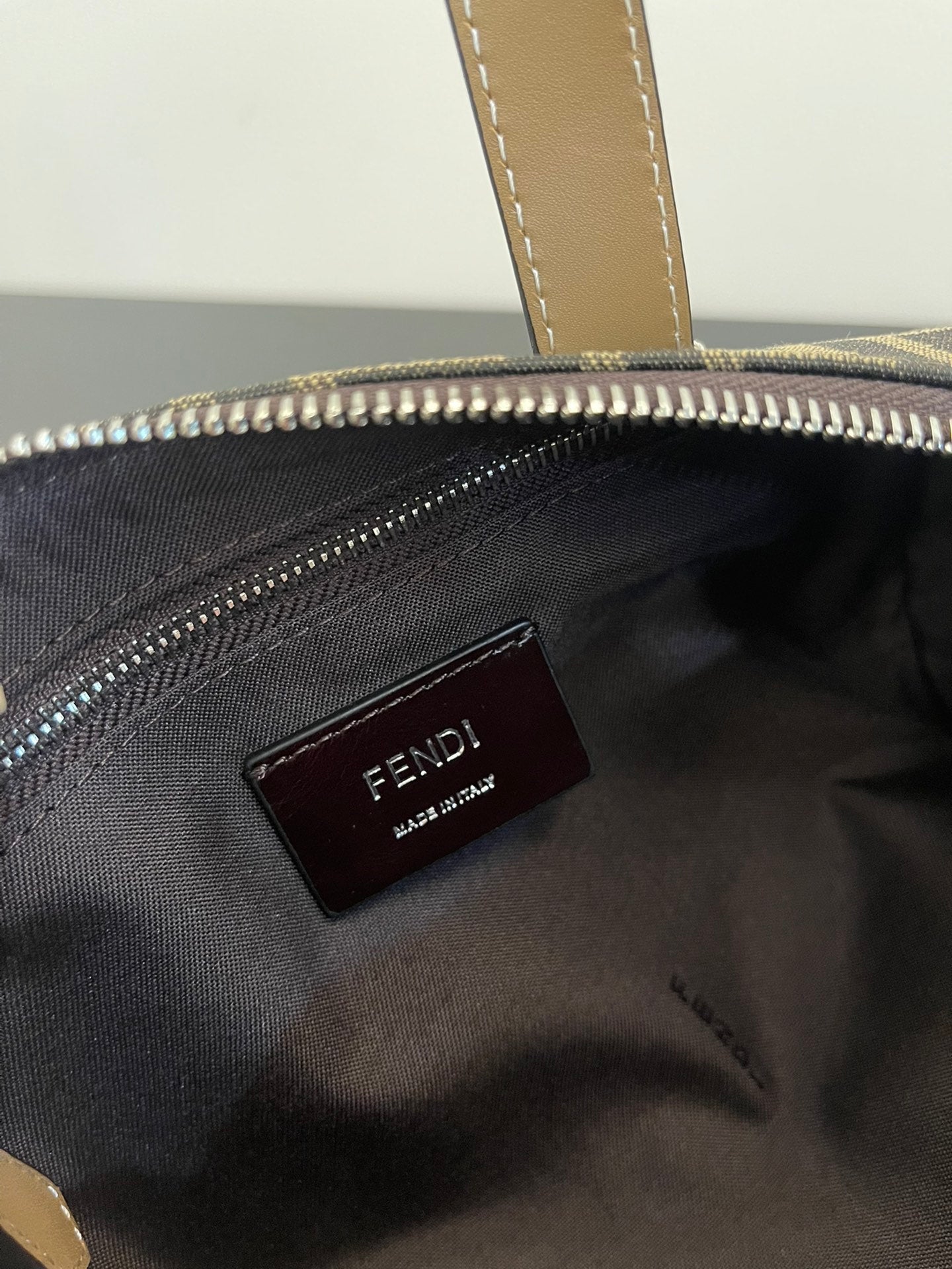 Fendi Mini FF Monogram Barrel Bag - Brown/Grey Canvas with Leather Trim