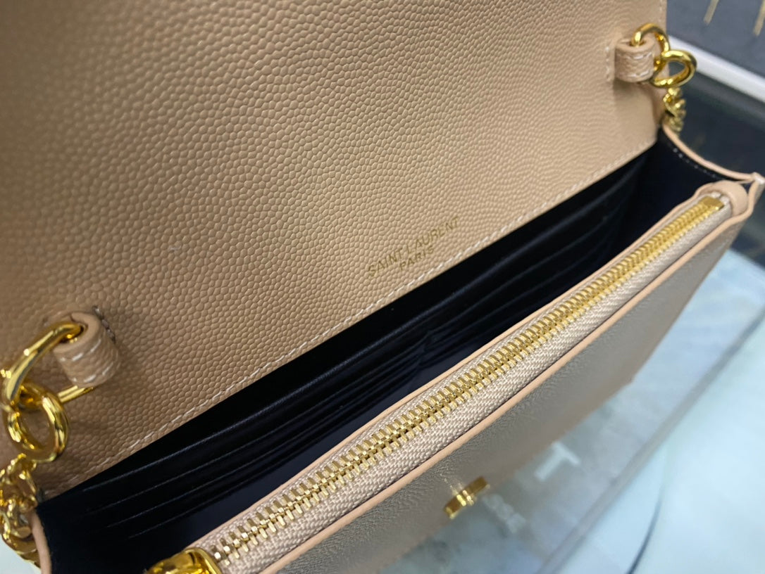 Saint Laurent Kate Small Tassel Shoulder Bag in Beige Leather