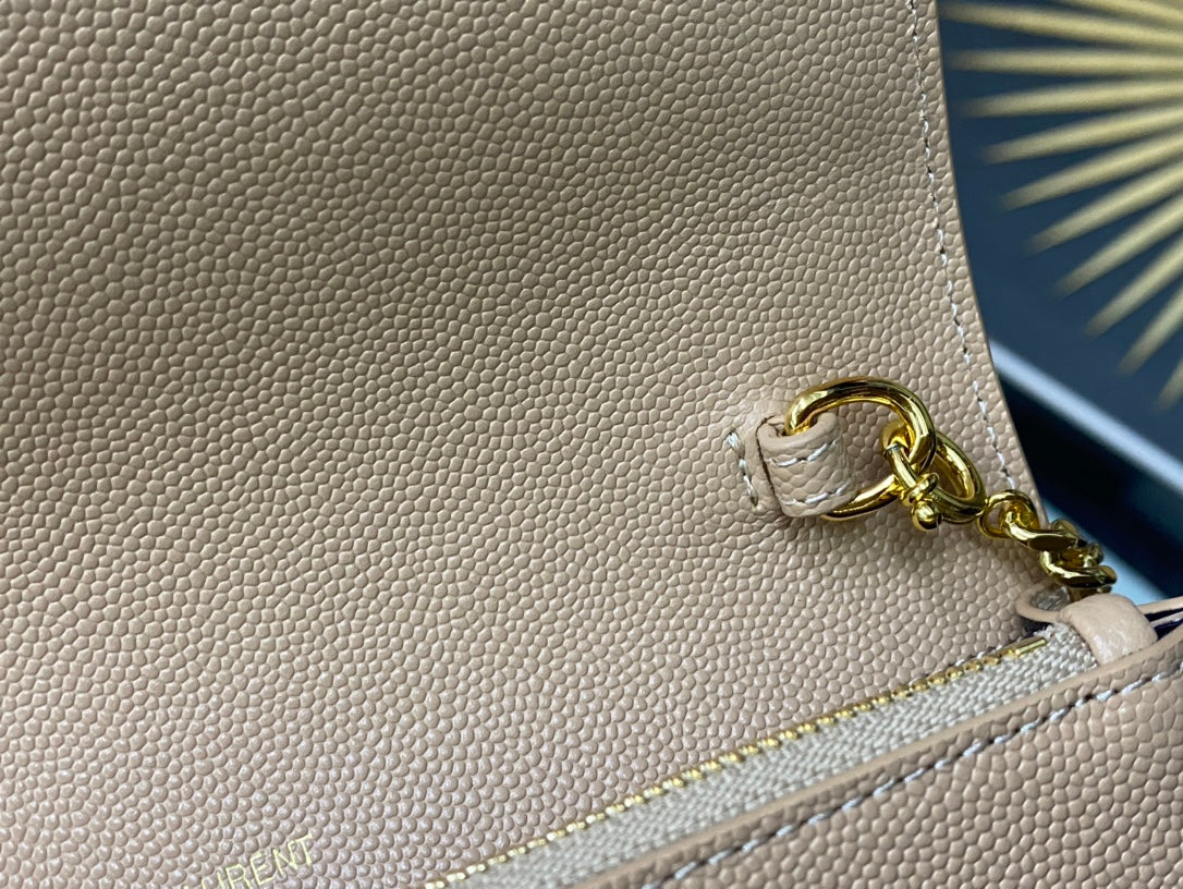 Saint Laurent Kate Small Tassel Shoulder Bag in Beige Leather