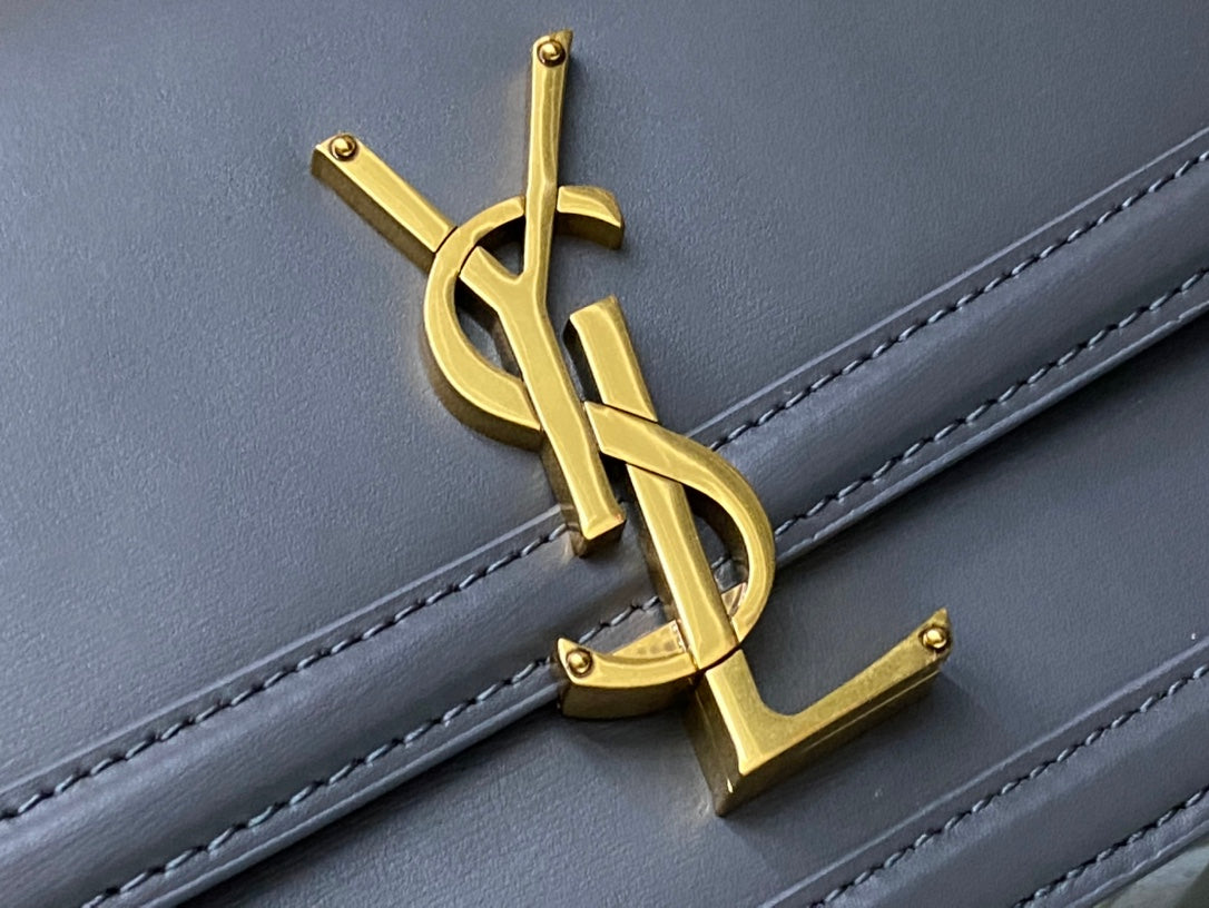 Saint Laurent Solferino Small Satchel in Box Saint Laurent Leather - Grey