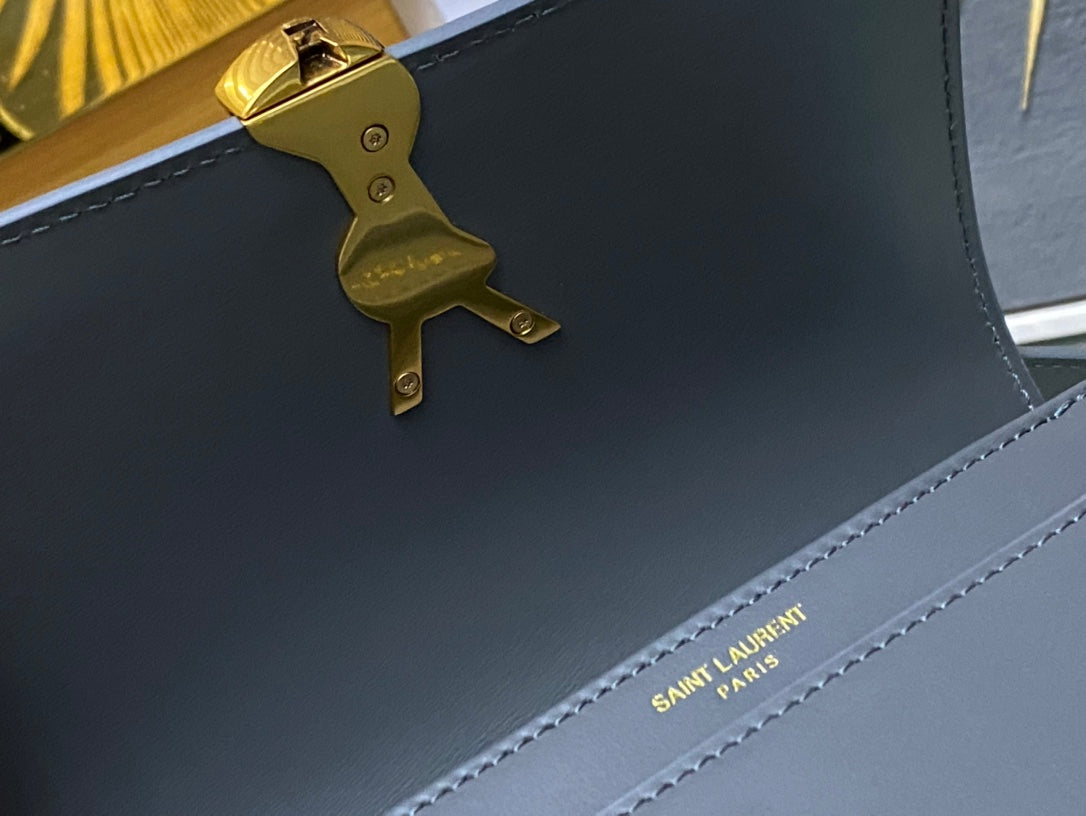 Saint Laurent Solferino Small Satchel in Box Saint Laurent Leather - Grey