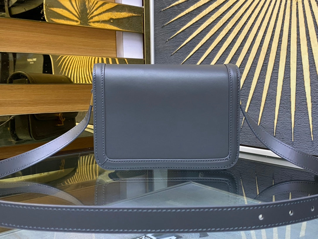 Saint Laurent Solferino Small Satchel in Box Saint Laurent Leather - Grey