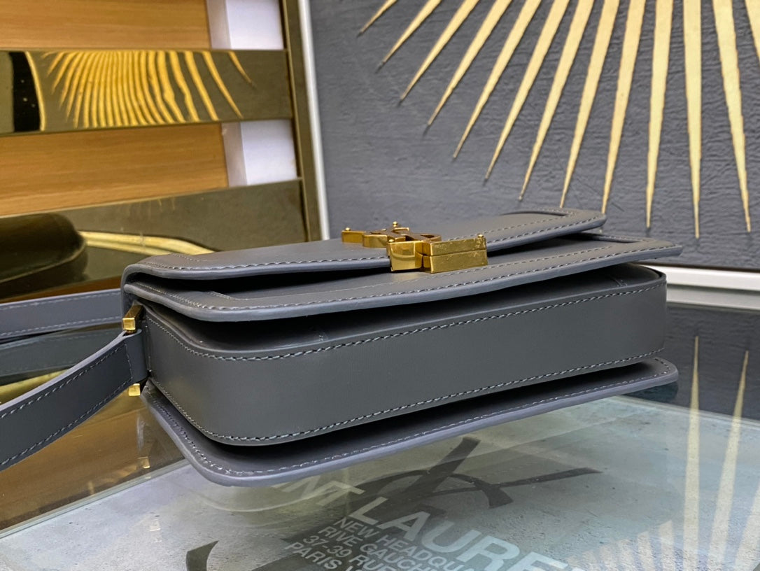 Saint Laurent Solferino Small Satchel in Box Saint Laurent Leather - Grey