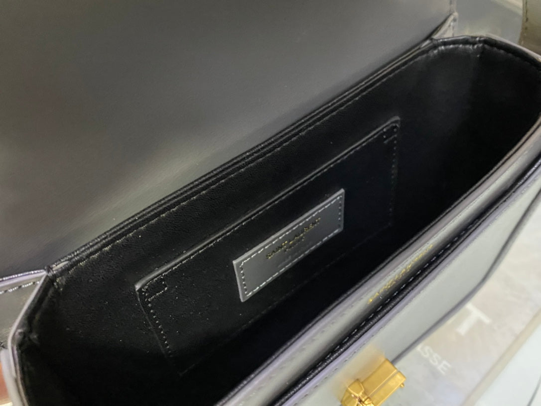 Saint Laurent Solferino Small Satchel in Box Saint Laurent Leather - Grey