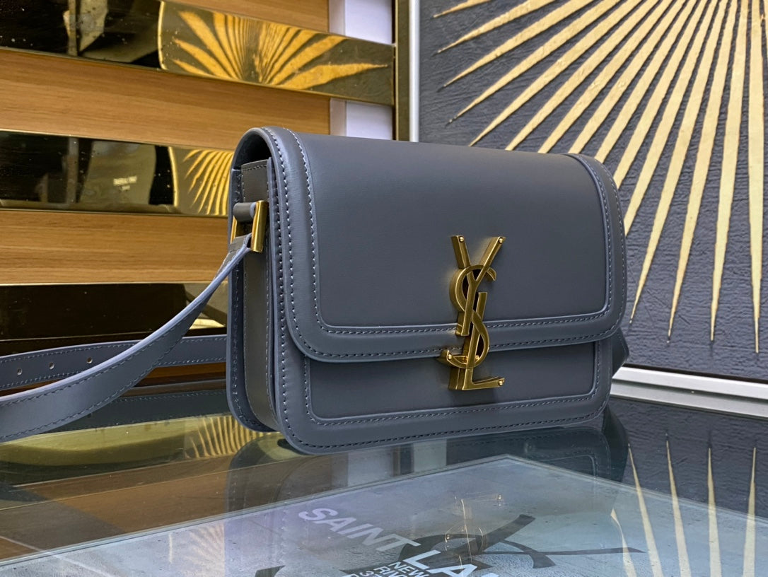 Saint Laurent Solferino Small Satchel in Box Saint Laurent Leather - Grey