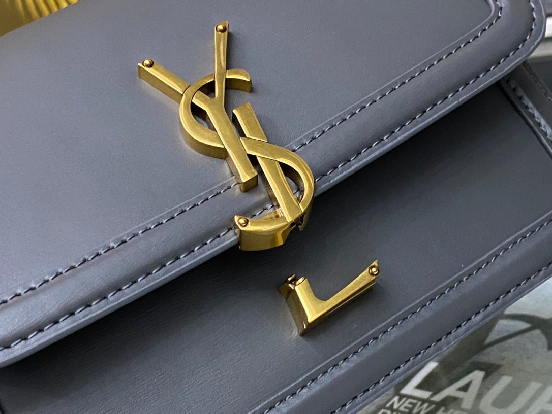 Saint Laurent Solferino Small Satchel in Box Saint Laurent Leather - Grey
