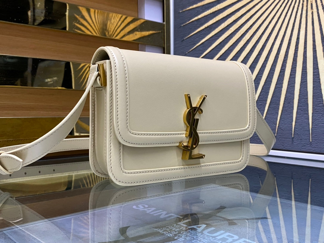 Saint Laurent Solferino Small Satchel in White Box Leather