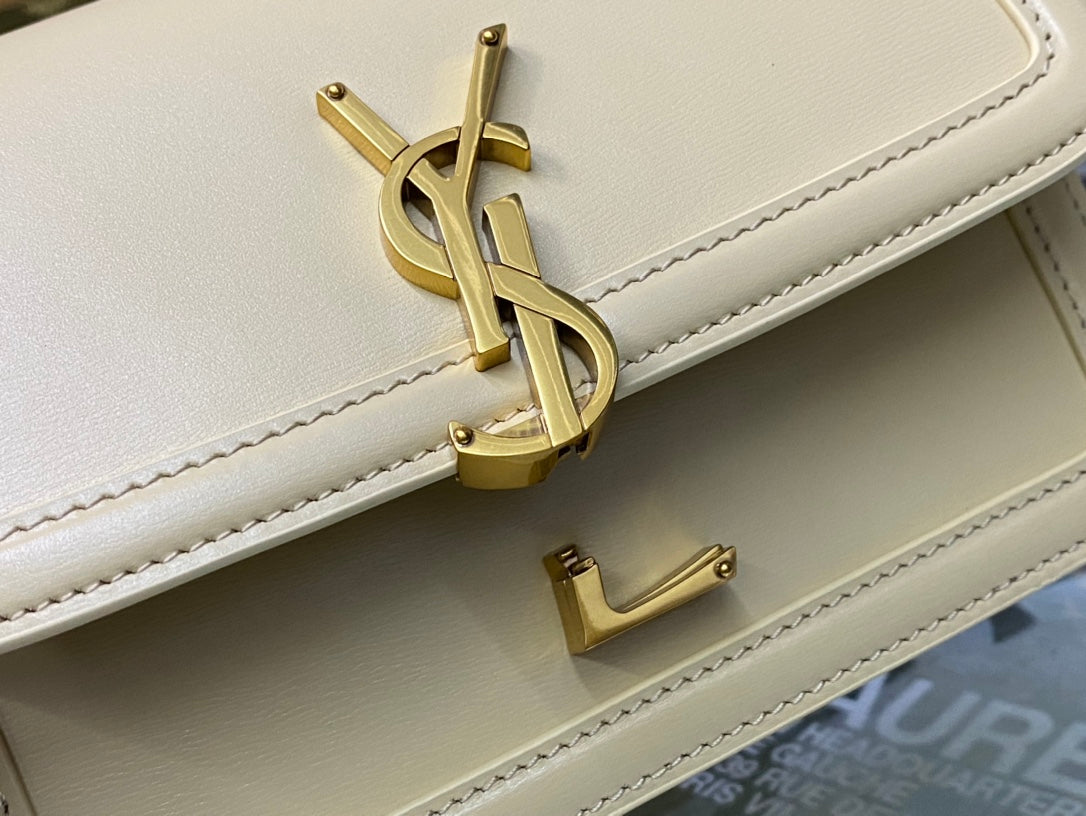 Saint Laurent Solferino Small Satchel in White Box Leather