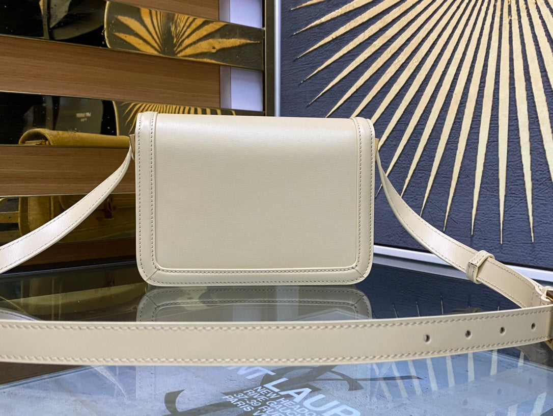 Saint Laurent Solferino Small Satchel in White Box Leather