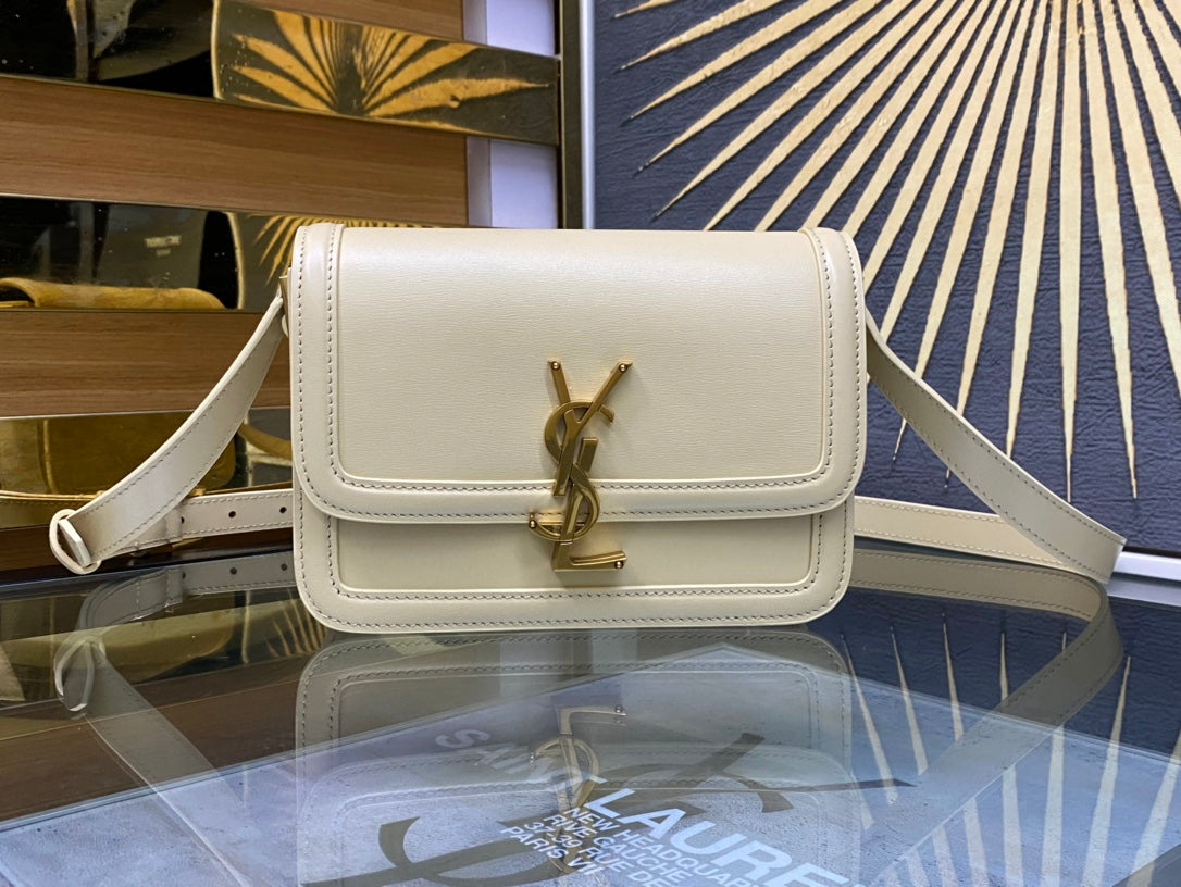 Saint Laurent Solferino Small Satchel in White Box Leather