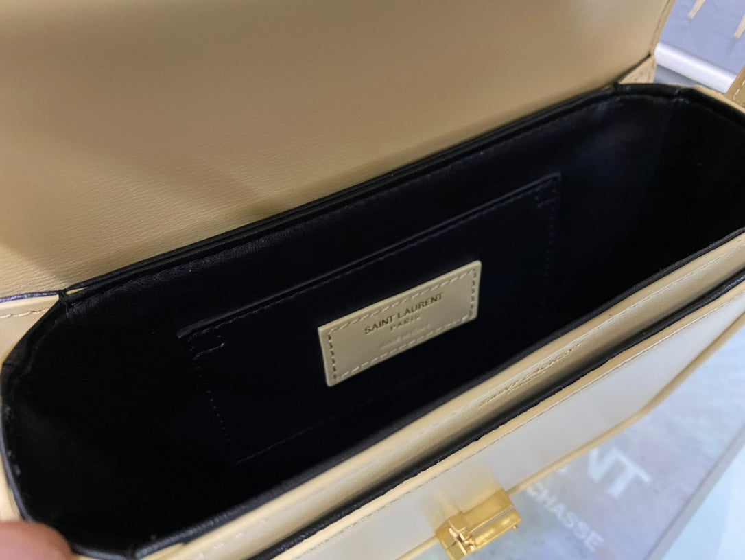Saint Laurent Solferino Small Satchel in White Box Leather