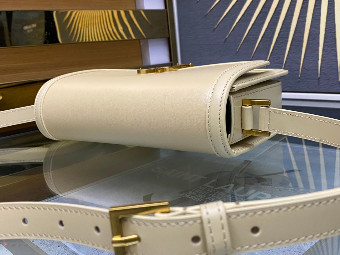 Saint Laurent Solferino Small Satchel in Cream Smooth Leather