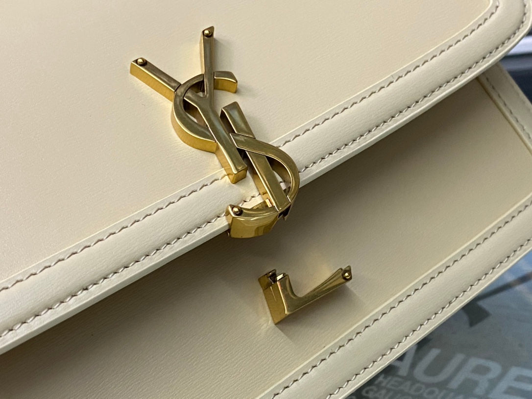 Saint Laurent Solferino Small Satchel in Cream Smooth Leather