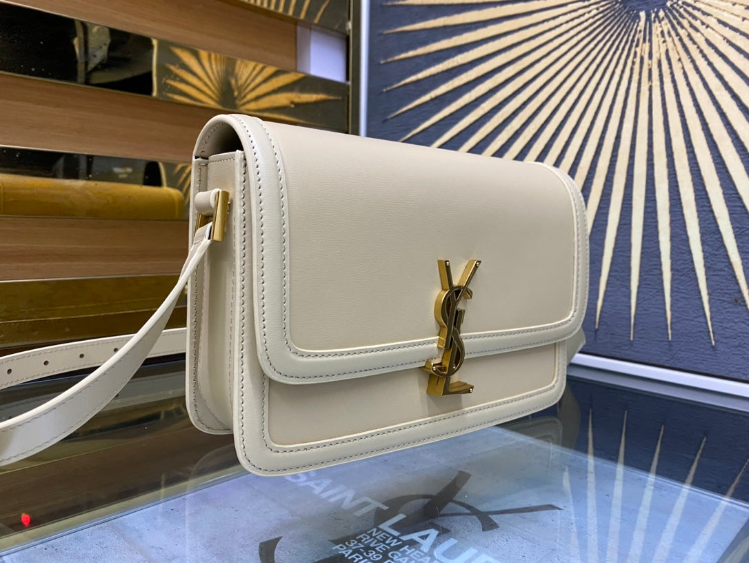 Saint Laurent Solferino Small Satchel in Cream Smooth Leather