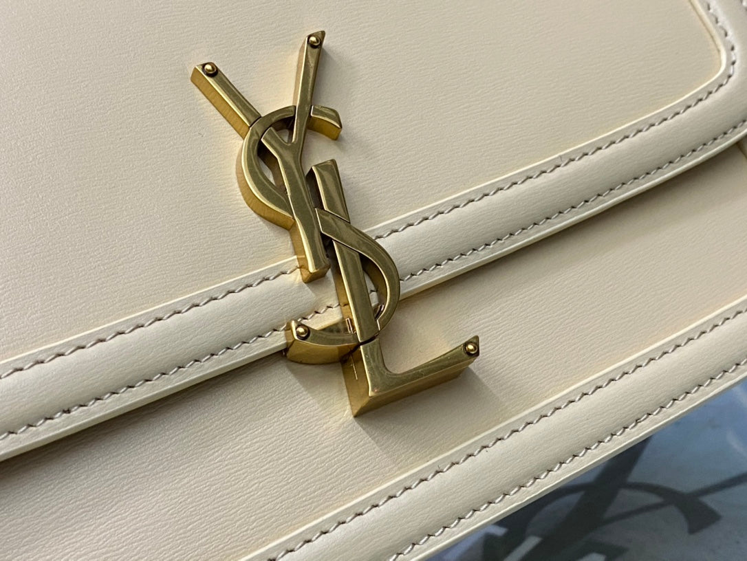 Saint Laurent Solferino Small Satchel in Cream Smooth Leather