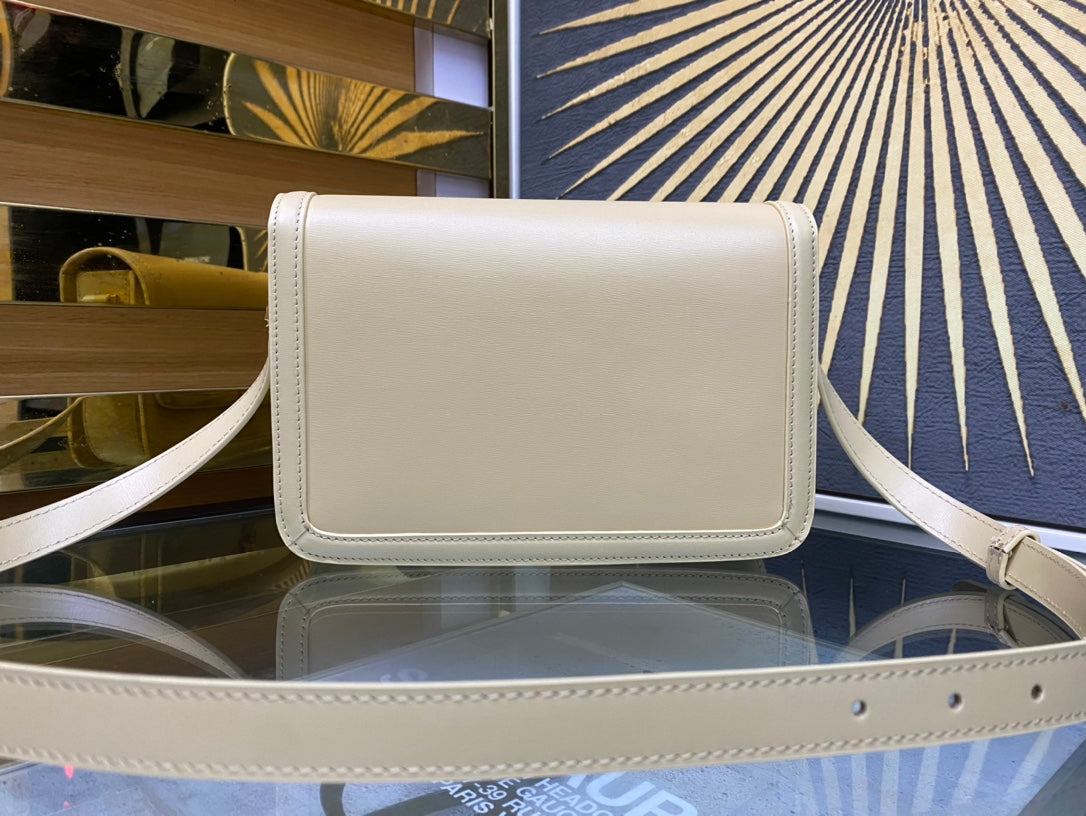 Saint Laurent Solferino Small Satchel in Cream Smooth Leather