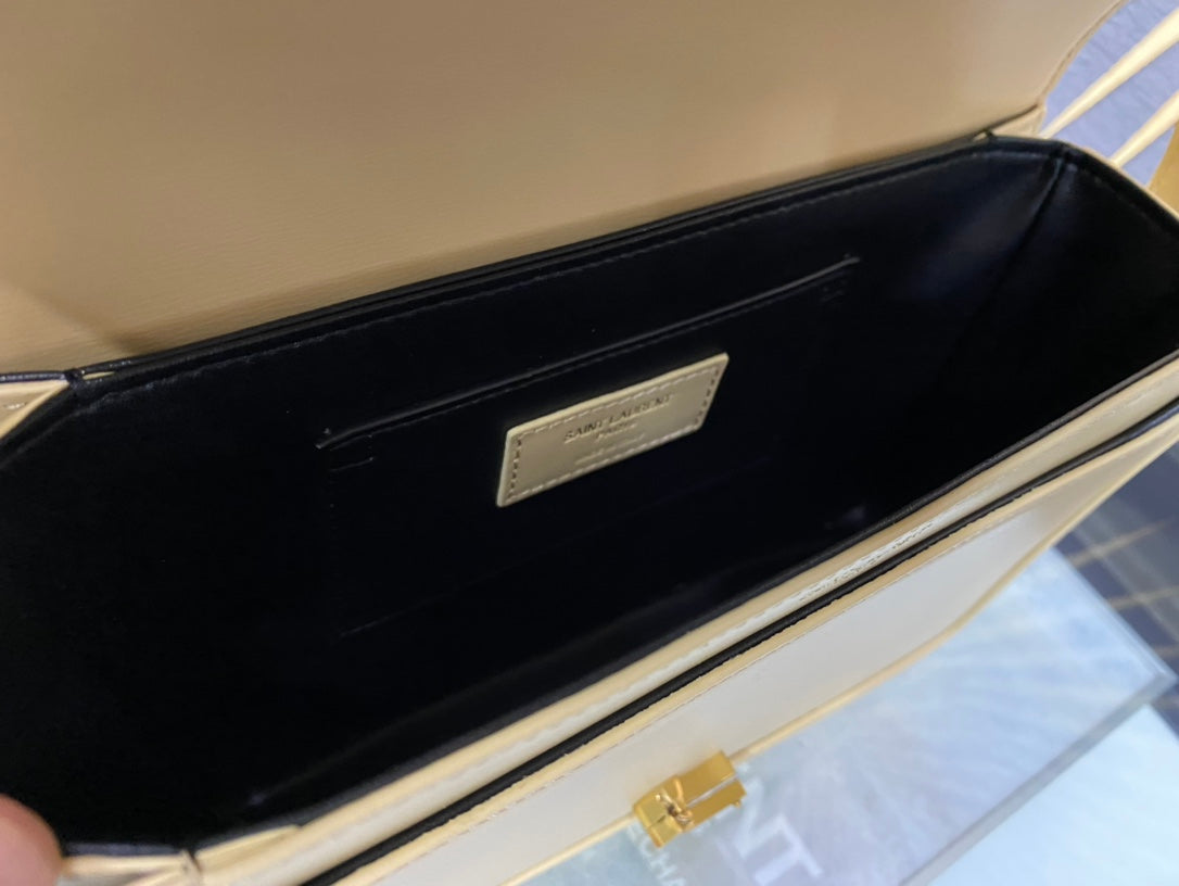 Saint Laurent Solferino Small Satchel in Cream Smooth Leather