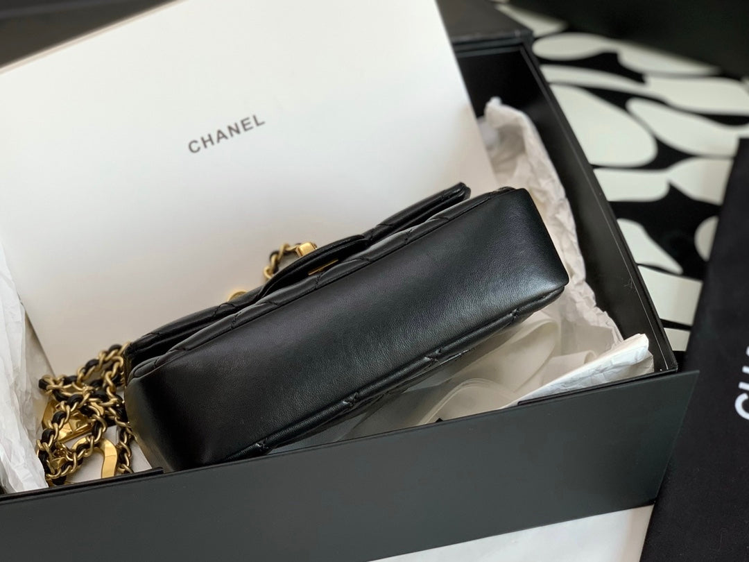 Chanel Mini Flap Bag with Heart Charms - Black Quilted Lambskin &amp; Gold-Tone Hardware