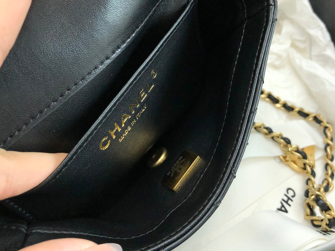 Chanel Mini Flap Bag with Heart Charms - Black Quilted Lambskin &amp; Gold-Tone Hardware