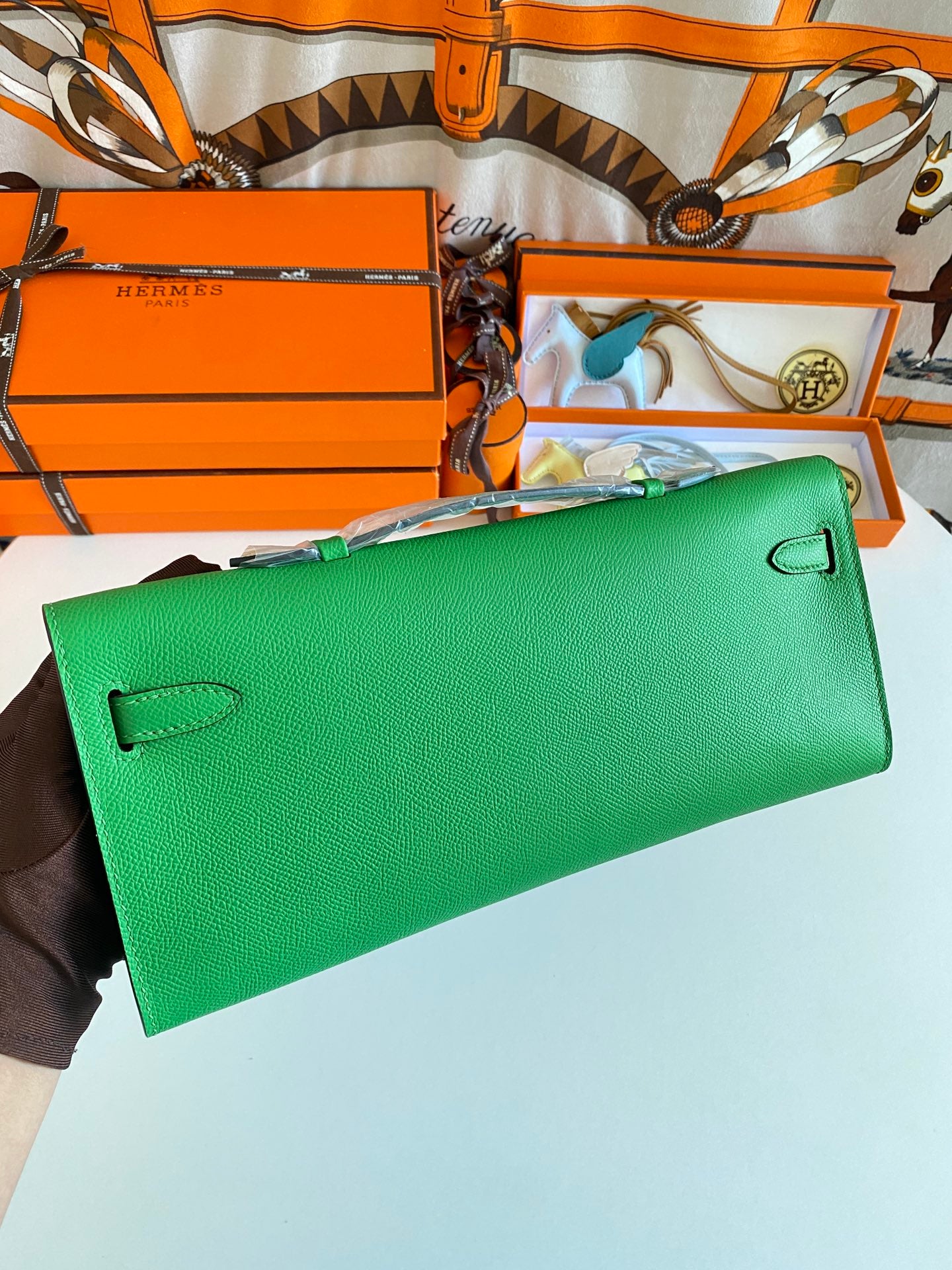 Hermès Kelly Cut Clutch Bag Menthe Green Swift Leather with Gold Hardware