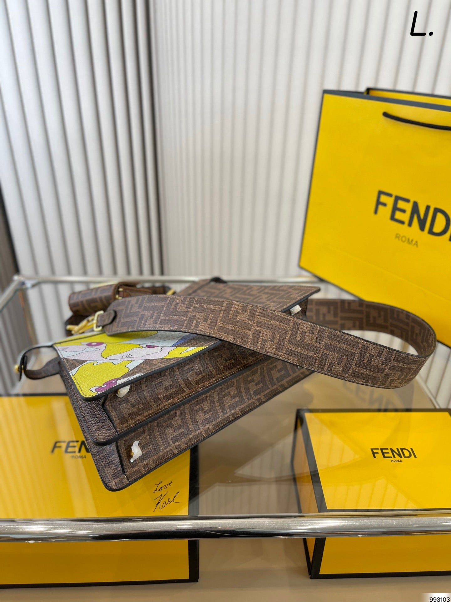 Fendi Monogram Peekaboo ISeeU Handbag Set with Mini Bag and Folding Box