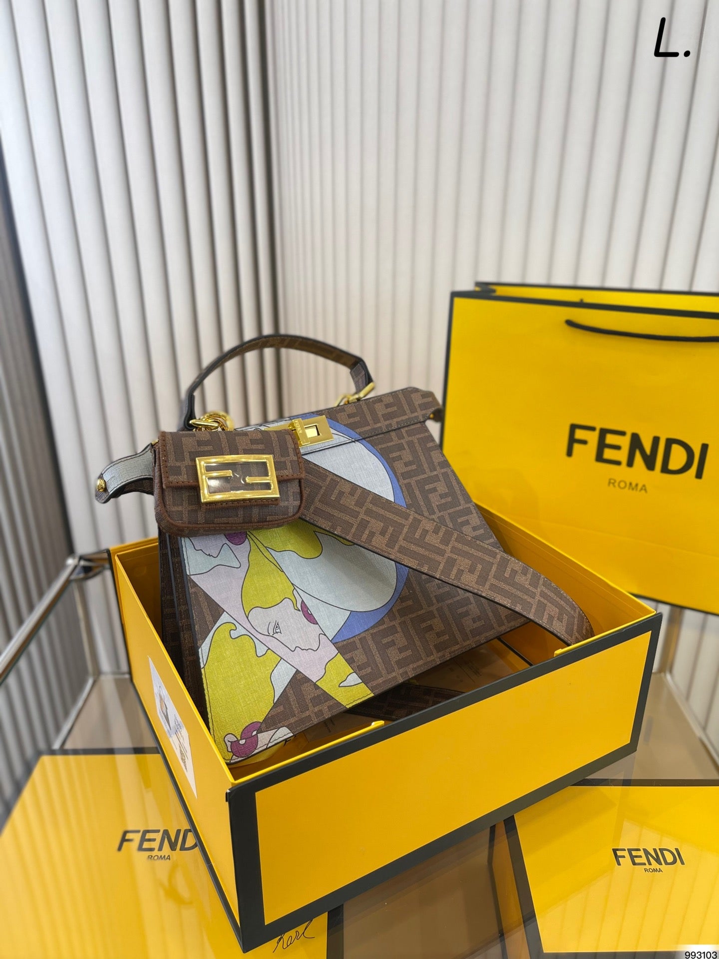 Fendi Monogram Peekaboo ISeeU Handbag Set with Mini Bag and Folding Box