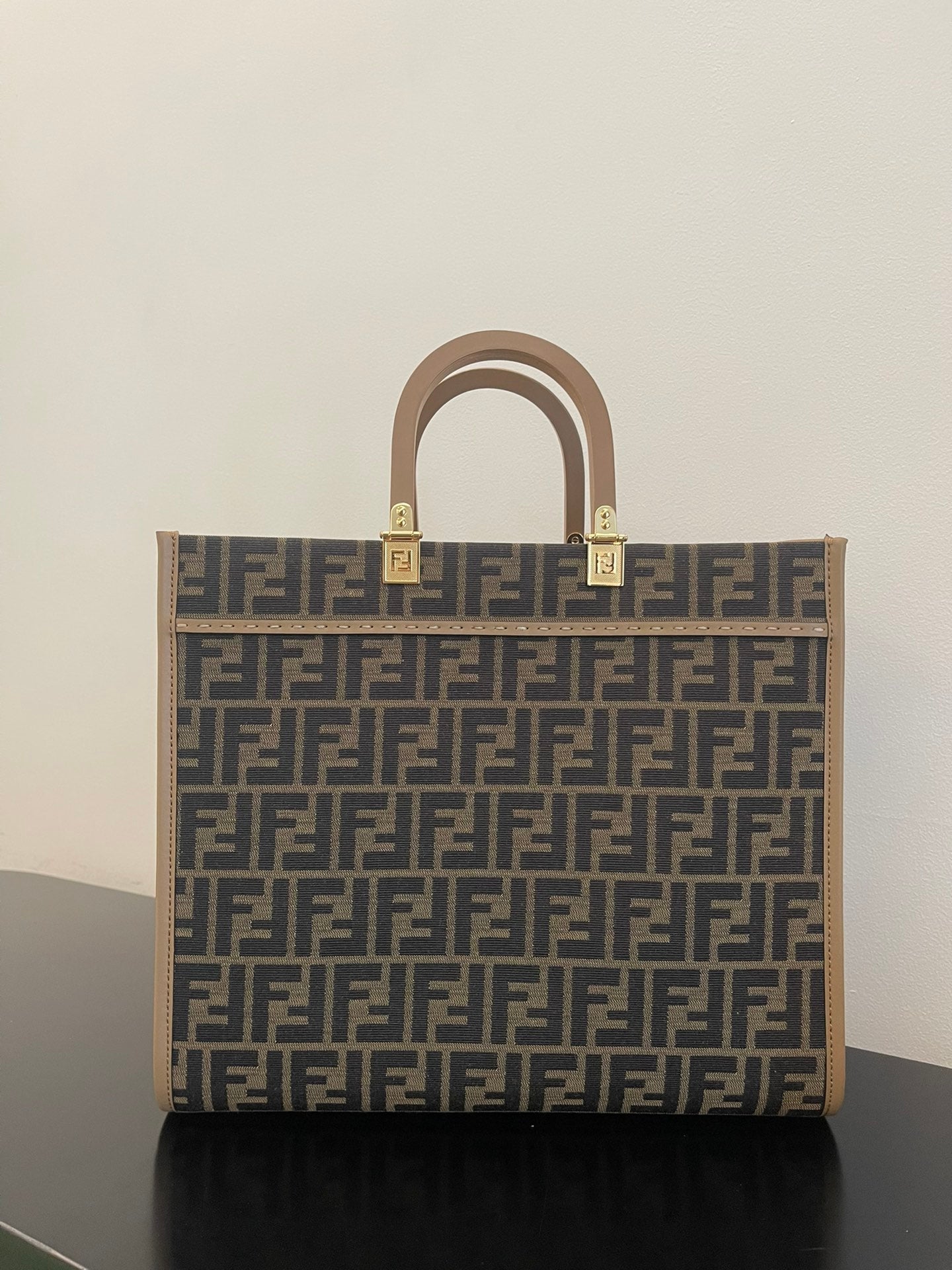 Fendi Sunshine Medium Shopper Tote Bag - Brown FF Fabric