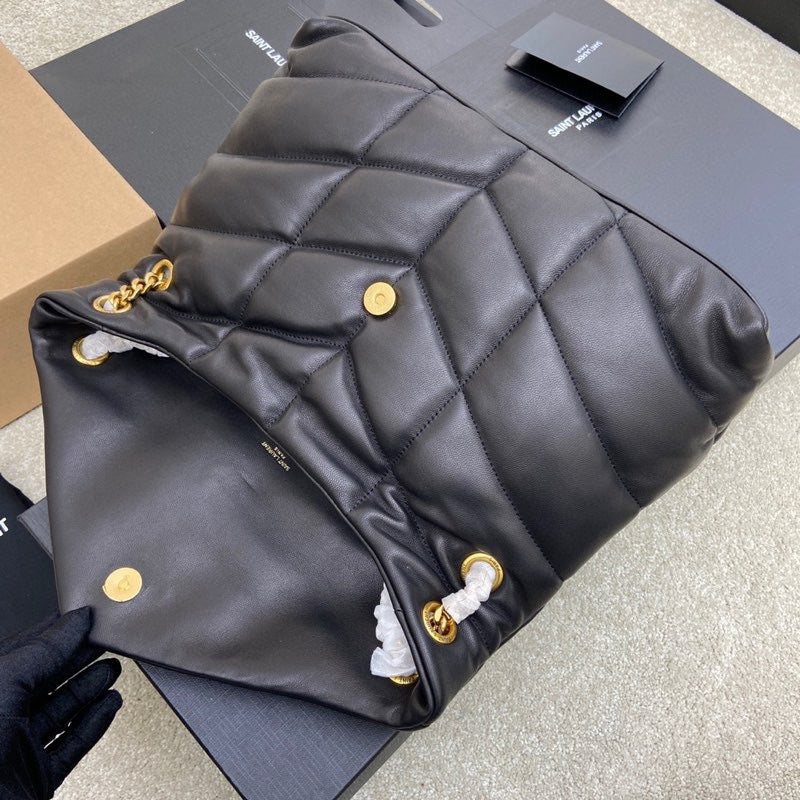 Saint Laurent Loulou Puffer Medium Shoulder Bag in Black Quilted Lambskin