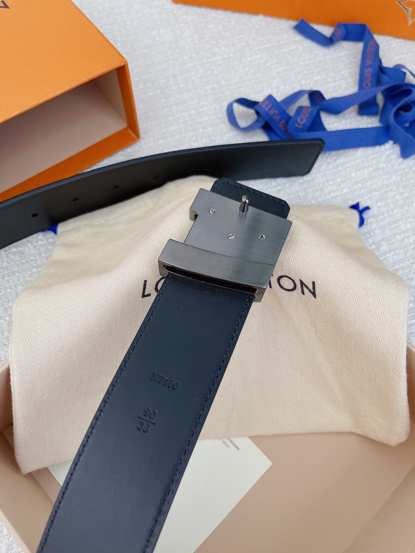 Louis Vuitton Men's LV Initiales Damier Infini Leather Belt - Black Onyx with Silver-Tone Buckle
