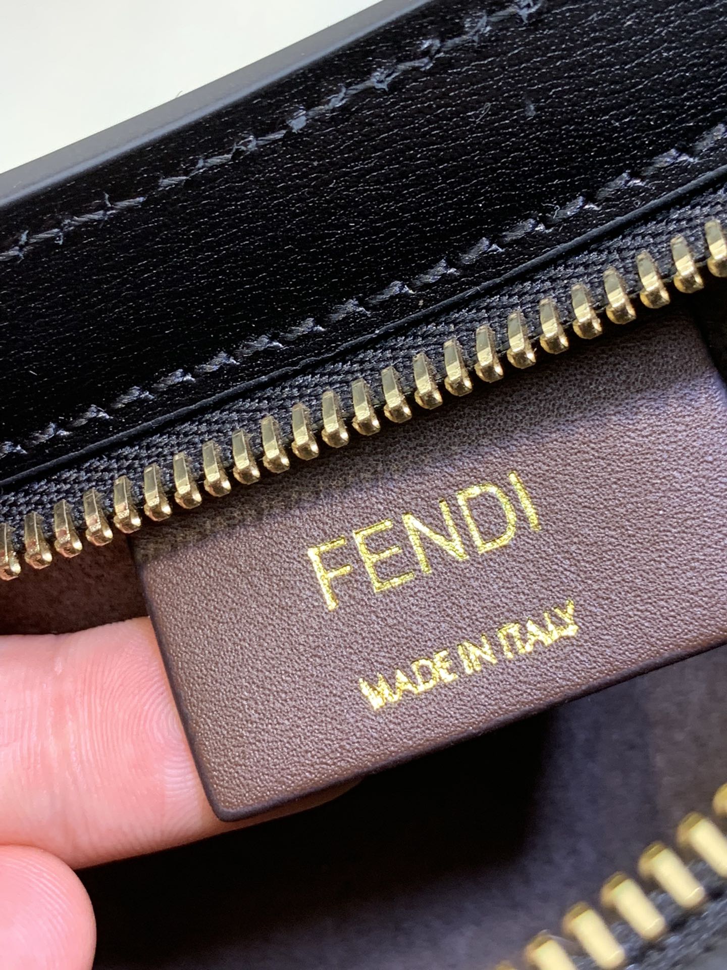 Fendi Roma Small Black Leather Crescent Shoulder Bag with Signature Box