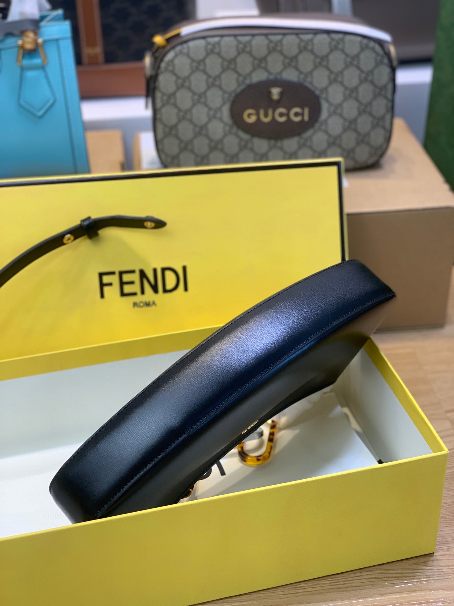 Fendi Fendigraphy Small Black Leather Hobo Bag - Luxury Designer Handbag