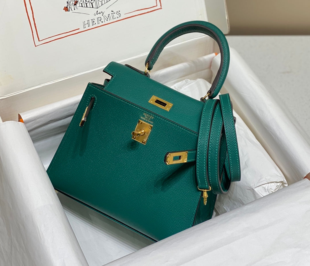 Hermès Kelly II Sellier 20 Mini Malachite Epsom Gold Hardware Handbag
