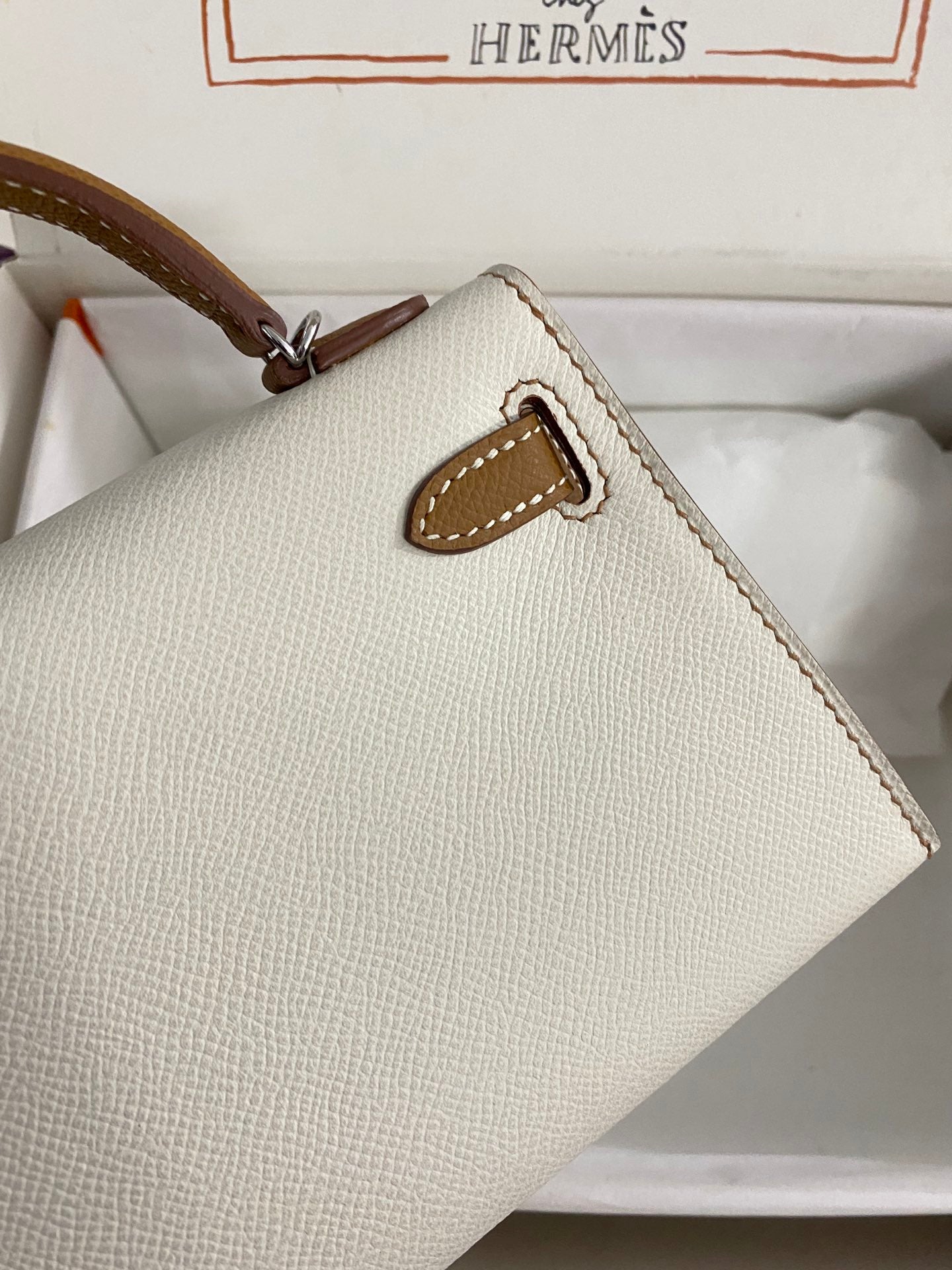 Hermès Kelly Sellier 20 Mini Handbag - Bicolor Nata &amp; Gold Leather with Palladium Hardware