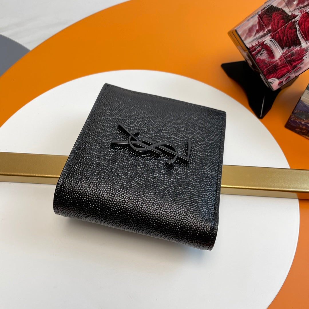 Saint Laurent Monogram East/West Bifold Wallet - Black Grain Leather