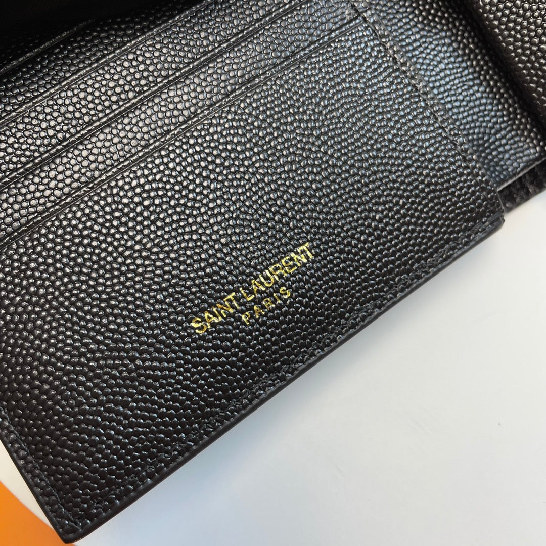 Saint Laurent Monogram East/West Bifold Wallet - Black Grain Leather