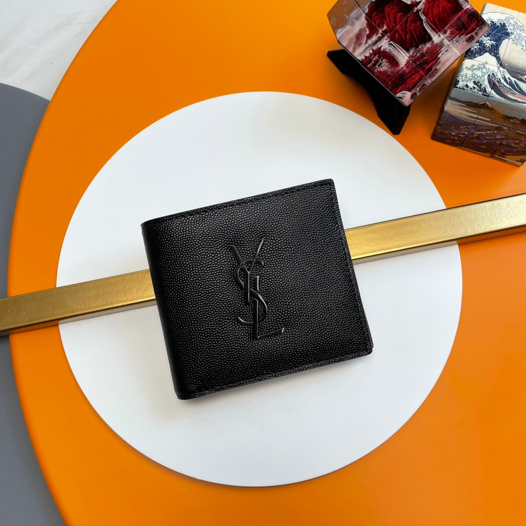 Saint Laurent Monogram East/West Bifold Wallet - Black Grain Leather